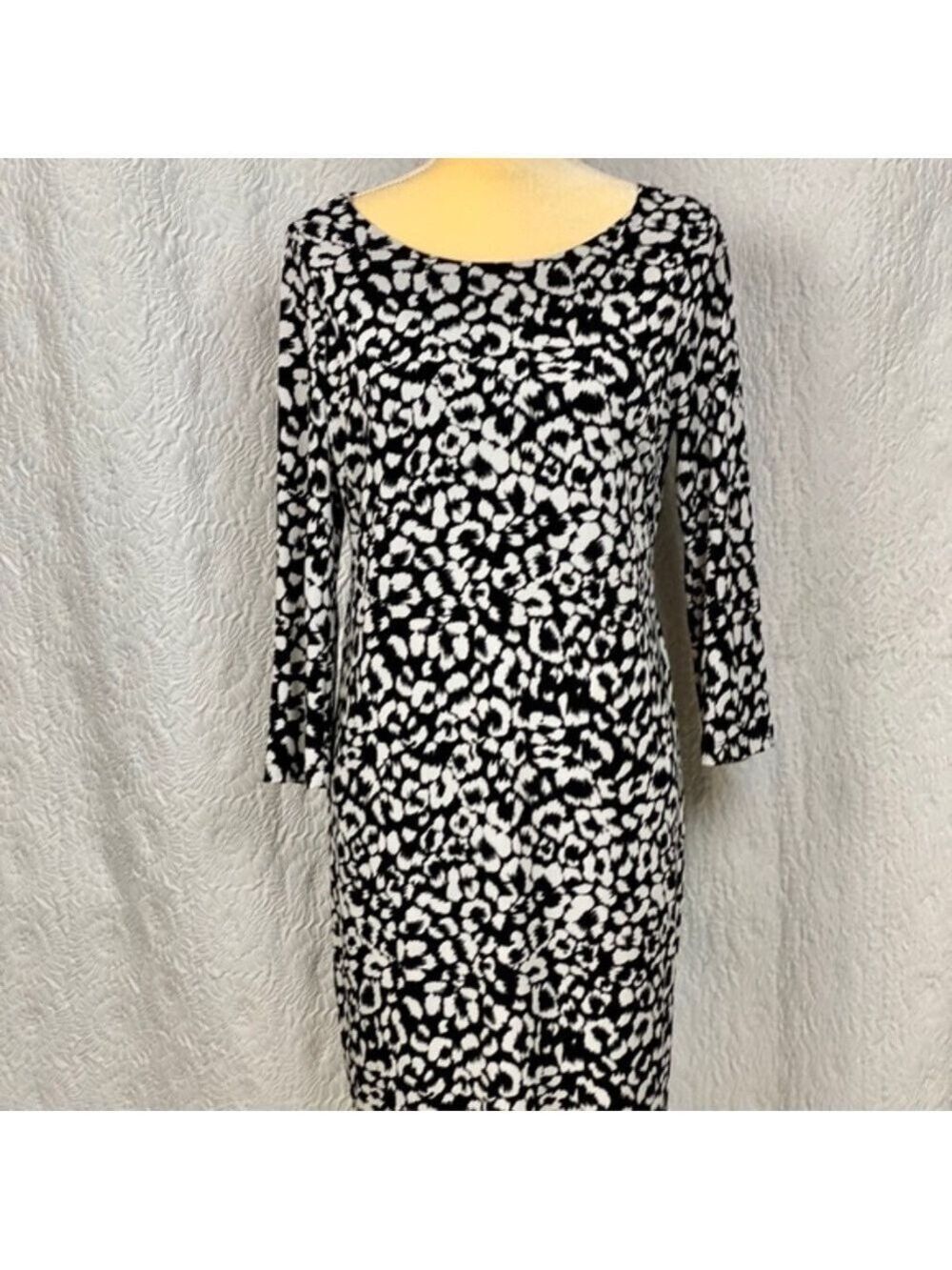 Chico's Floral Print 3/4 Sleeve Midi Shift Dress